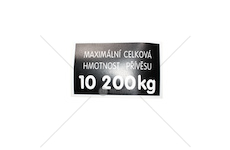 Štítek maximální hmotnosti přívesu 10200 kg 59116683