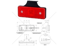Svítilna poziční 12v/24v 0,4/0,7w led s odrazkou, červená, držák 90°, kabel 0,3m 0215315_A