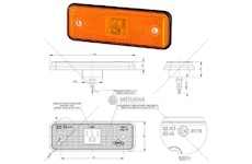 Svítilna poziční 12v/24v 0,4/0,7w led s odrazkou, oranžová, gumová podložka, kabel 0,3m 0215322_A