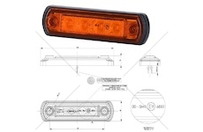 Svítilna poziční 12v/24v 0,5w/1w 4xled oranžová, kabel 0,25m 0192036_A