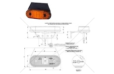 Svítilna poziční 12v/24v 0,6/1,2w led oranžová s odrazkou, vysoký držák 90°, kabel 0,5m 0215324_A