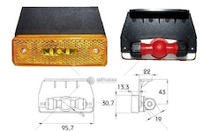Svítilna poziční boční 12v/0,8w 95,7x58x41 led oranžová s držákem 40157231_A