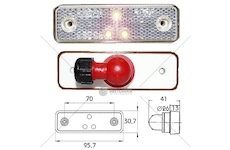 Svítilna poziční boční 24v/0,8w 95,7x30,7x13/ 3xled bílá s odrazkou a přípojkou 90° 40164013_A