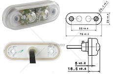 Svítilna poziční obrysová na střechu 24v 75x25x16,5 2xled bílá rvi magnum 0187238_A