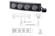 Svítilna poziční střešní 12v/24v 0,5/1w 4xled bílá, kabel se zásuvkou 0,25m, scania 0045502_A