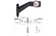 Svítilna poziční - tykadlo p 12v/24v 0,7/1,4w 4xled č/b/o dlouhá, kabel 0,5m 0215363_A