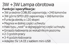 Svítilna pracovní 3W+3W OBROTOWA LED MAGNETI 7935030030
