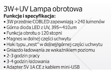 Svítilna pracovní 3W+UV OBROTOWA LED MAGNETI 7935030020