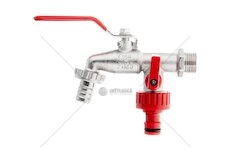Ventil zahradní, vstup 1/2", výstup 2×3/4" + konektor pro rychlospojku a hadičník 1/2" - GEKO