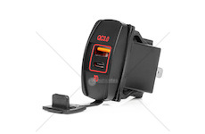 Vodotěsná nabíječka na telefon ve tvaru lodi s ČERVENÝM LED podsvícením USB + USB C QC3.0 12/24V AMiO-04229