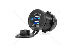 Vodotěsná nabíječka s modrým LED indikátorem 4.2A 2xUSB 12/24V AMiO-04217