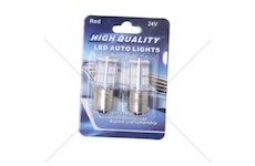 Žárovka LED 24V BA15S 5XLED červená sada 2 kusů LBA15S-1-24R
